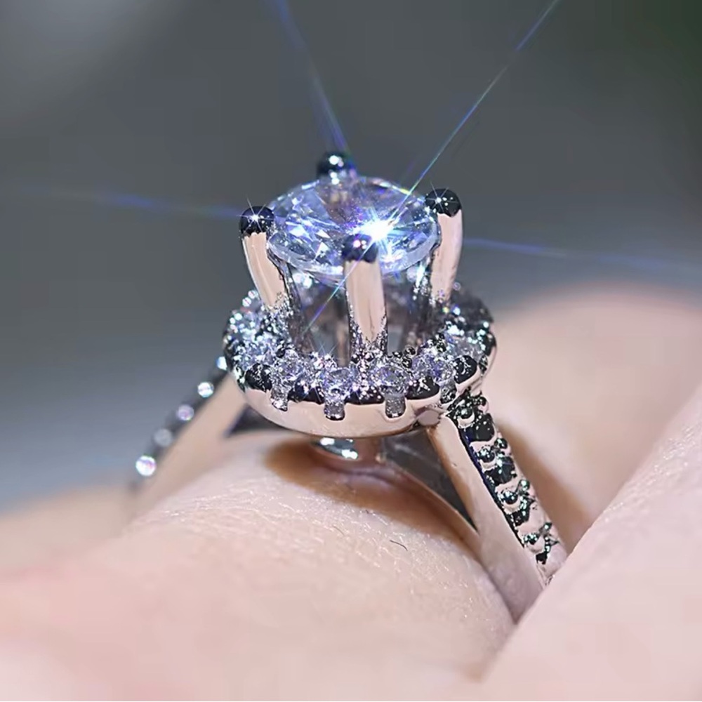 Elegant Silver plated Diamond Ring